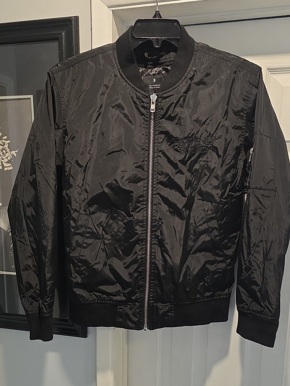 Men's Black Bomber Jacket with Subtle Chest Logo